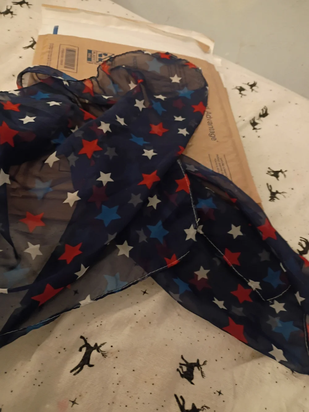 4th Of July Navy Star-Print Sheer Scarf - Casual Lightweight Accessory